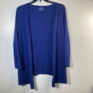 Womens‎ Chicos The Ultimate Tee Open Front Cardigan Long Sleeve Blue M
